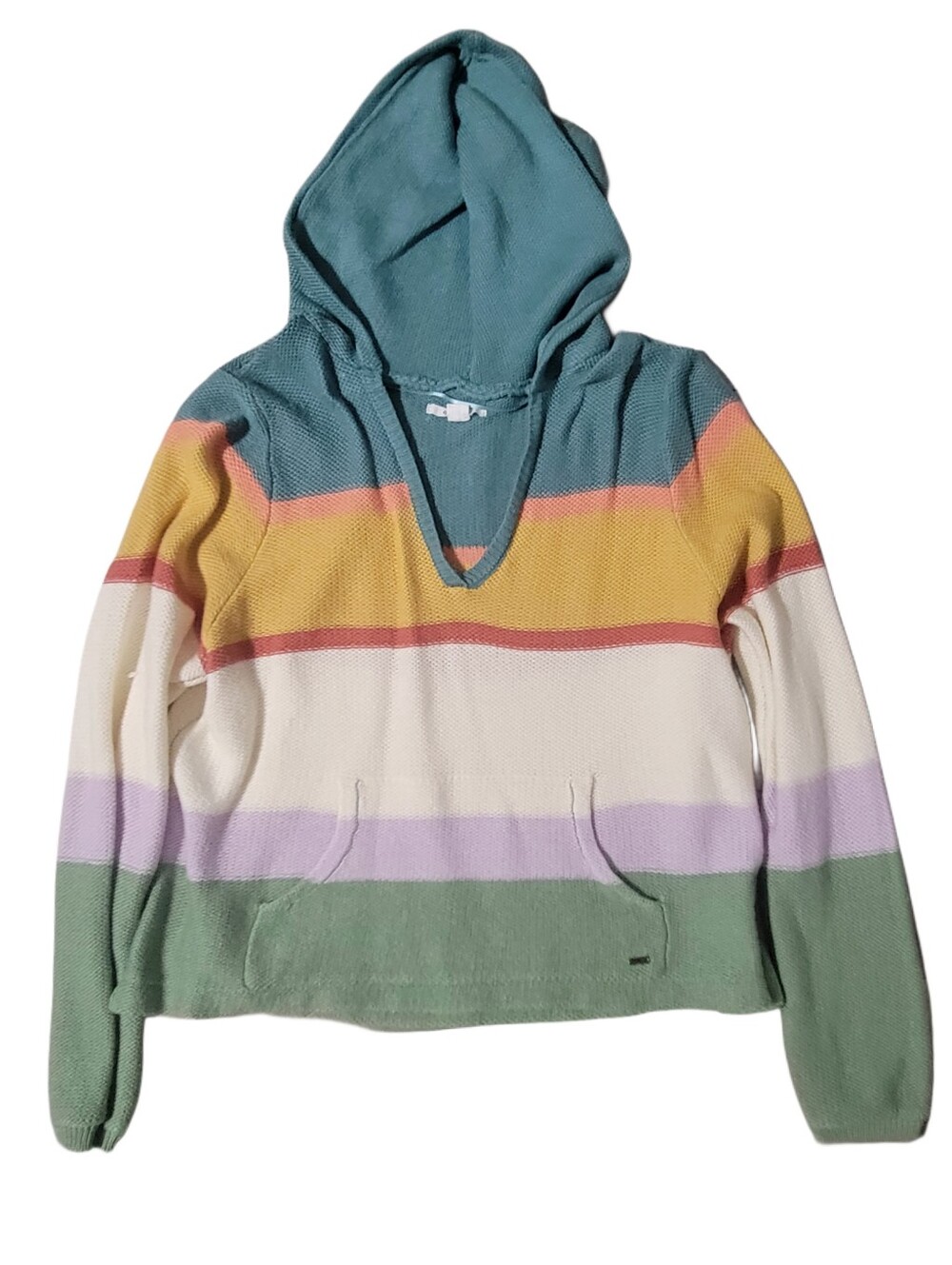 O'Neill Striped V-Neck Hoodie Sweater Size Large